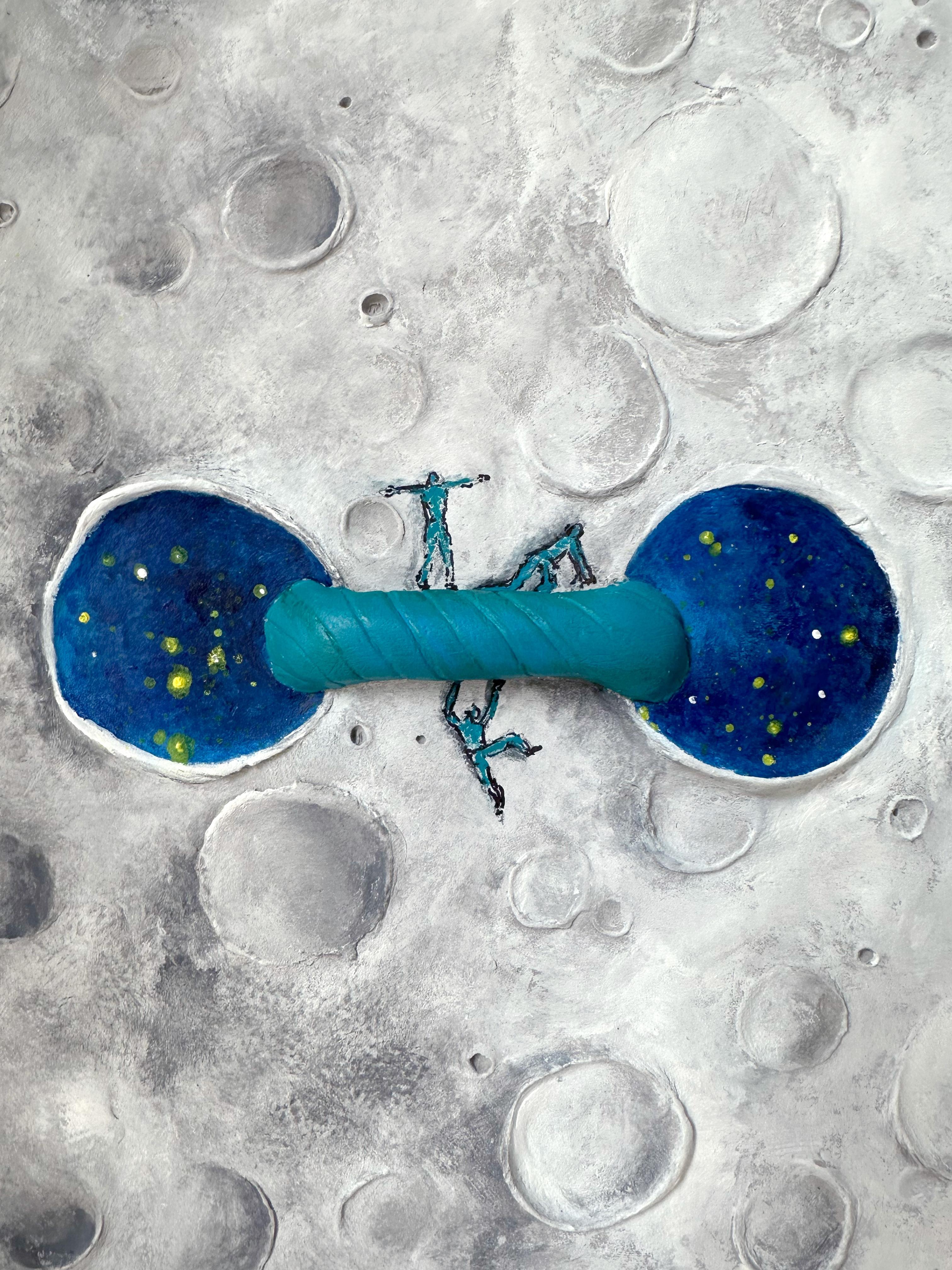 THE SAME – Lunar Wall Relief with Celestial Views in Modeling Clay and Acrylic - Abstract Sculpture by Vera Vizzi