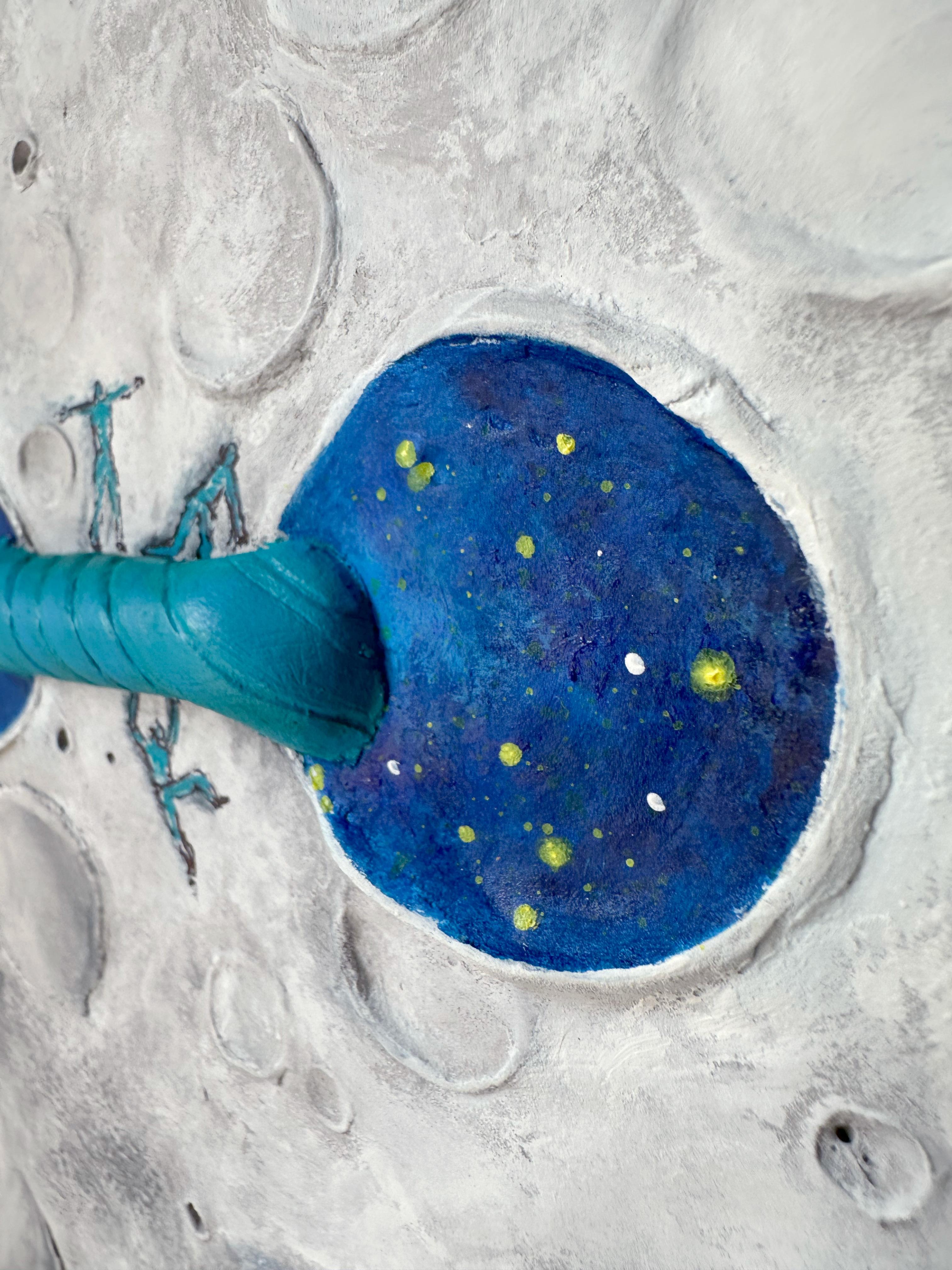 THE SAME – Lunar Wall Relief with Celestial Views in Modeling Clay and Acrylic - Brown Abstract Sculpture by Vera Vizzi
