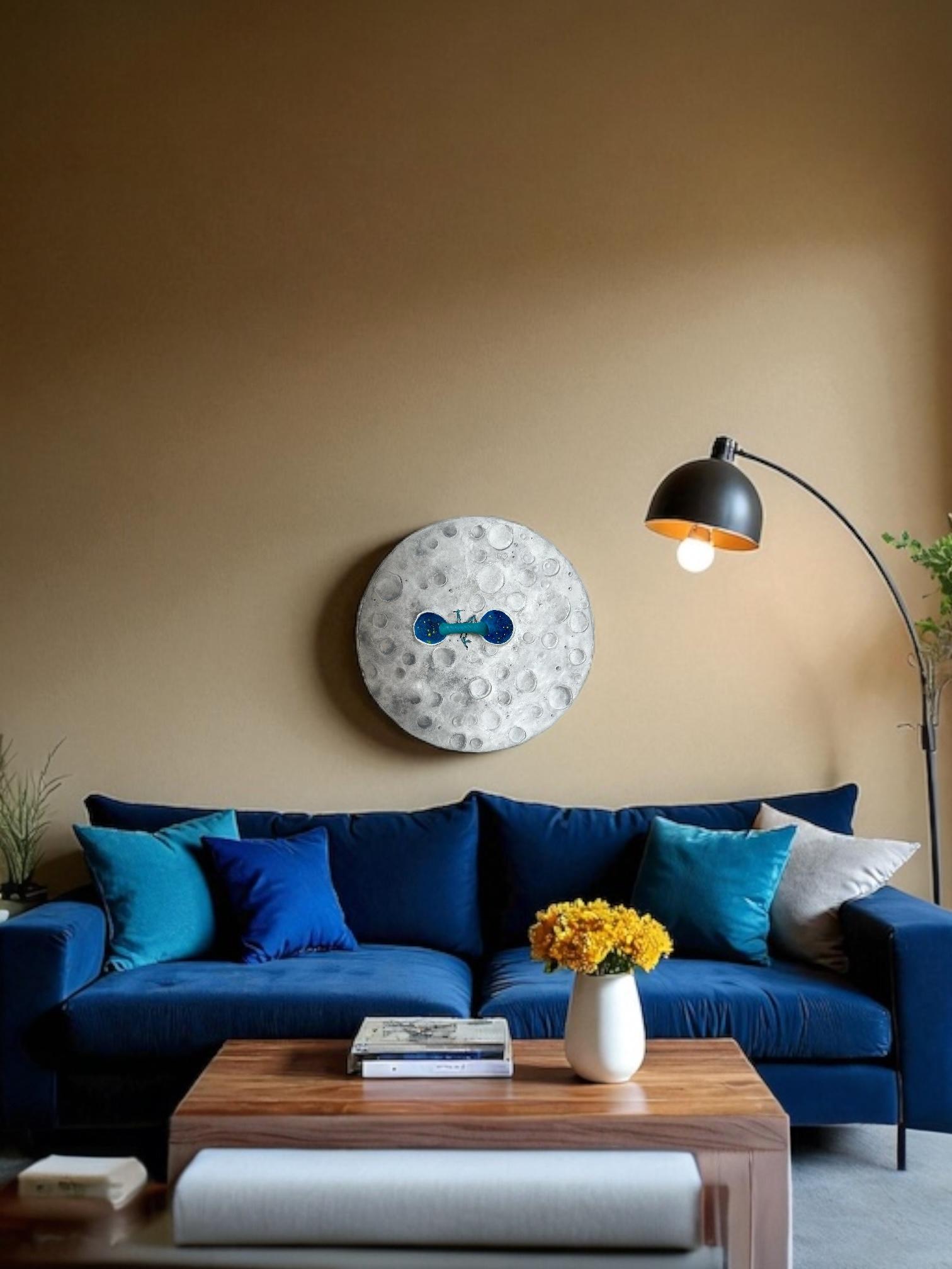THE SAME – Lunar Wall Relief with Celestial Views in Modeling Clay and Acrylic For Sale 4