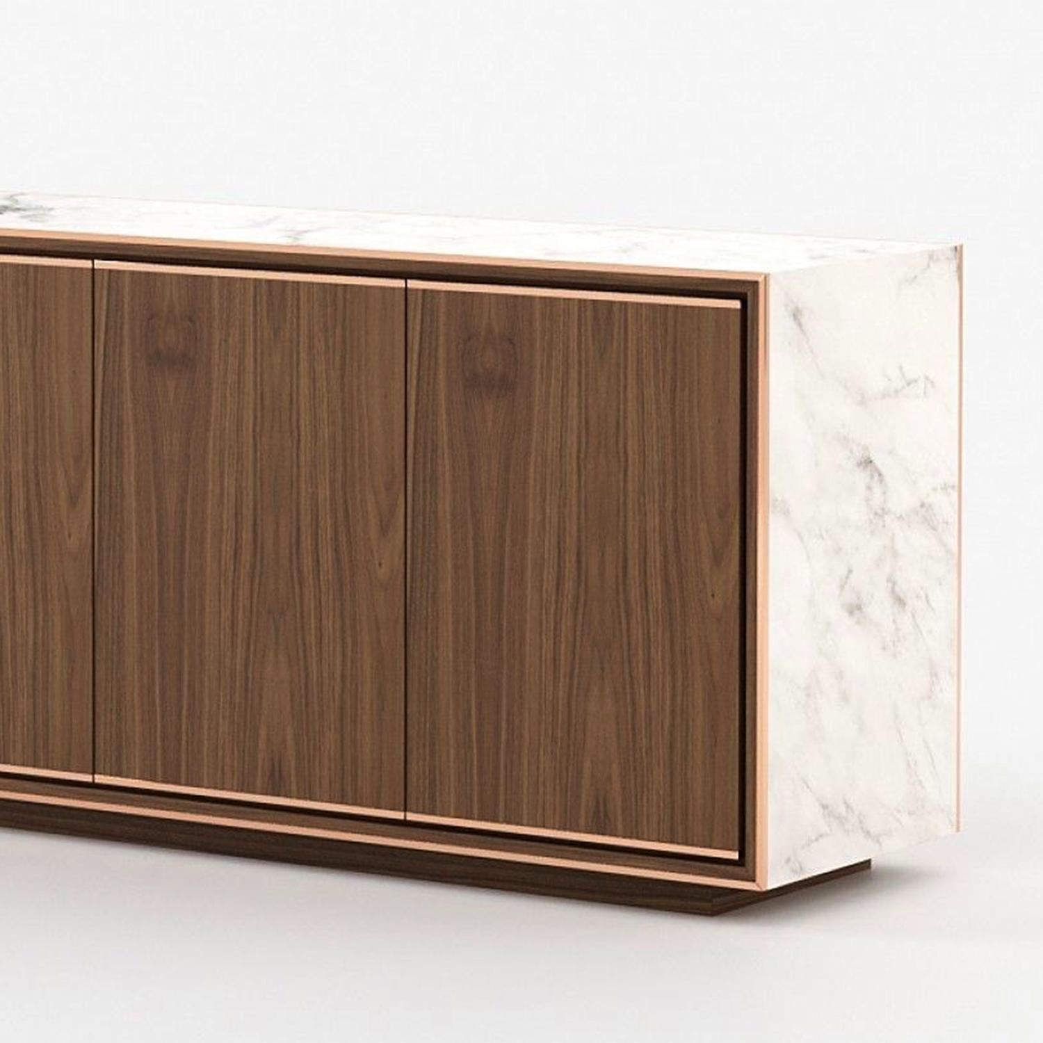 XXI secolo e contemporaneo Credenza in noce e marmo bianco Vera in vendita