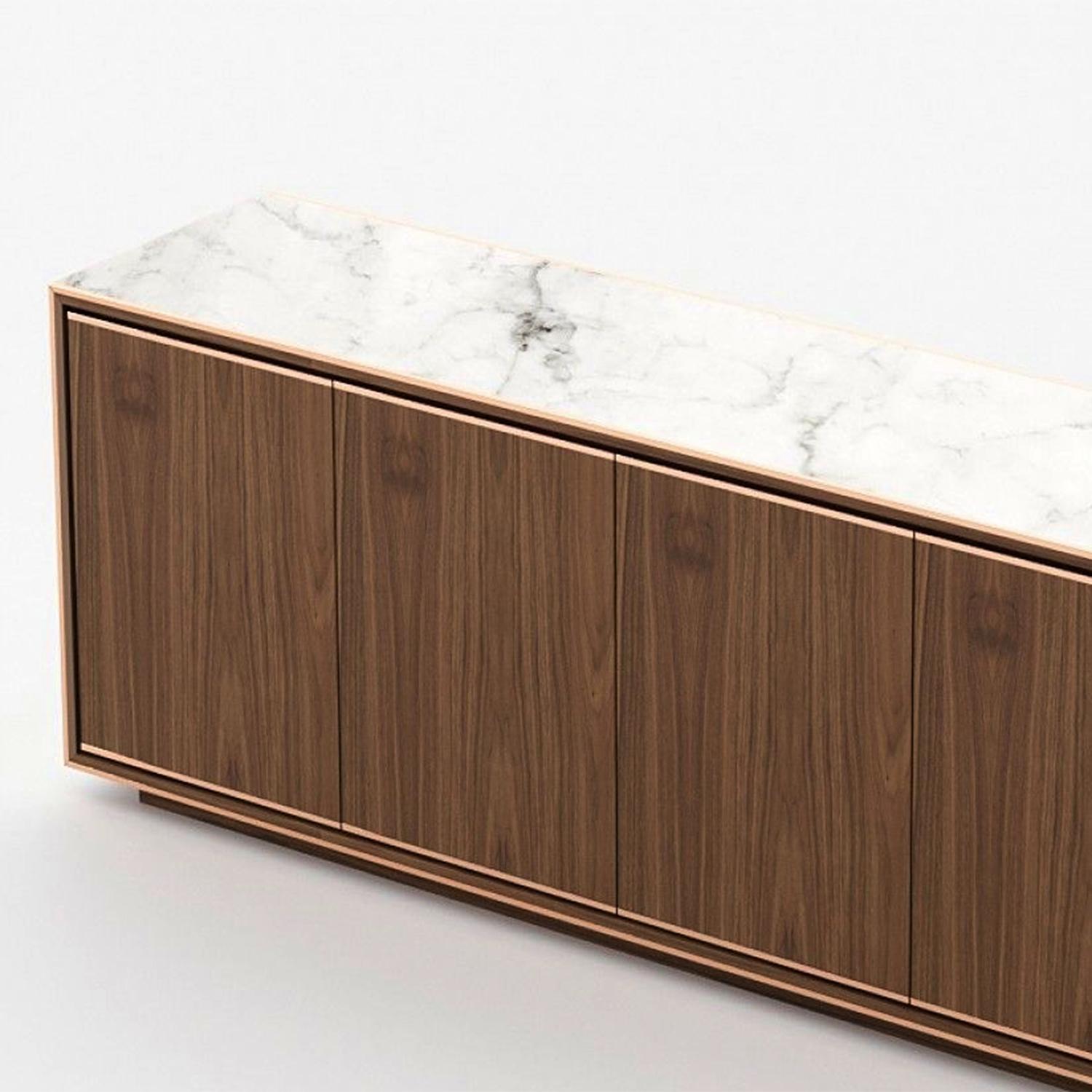 Noce Credenza in noce e marmo bianco Vera in vendita