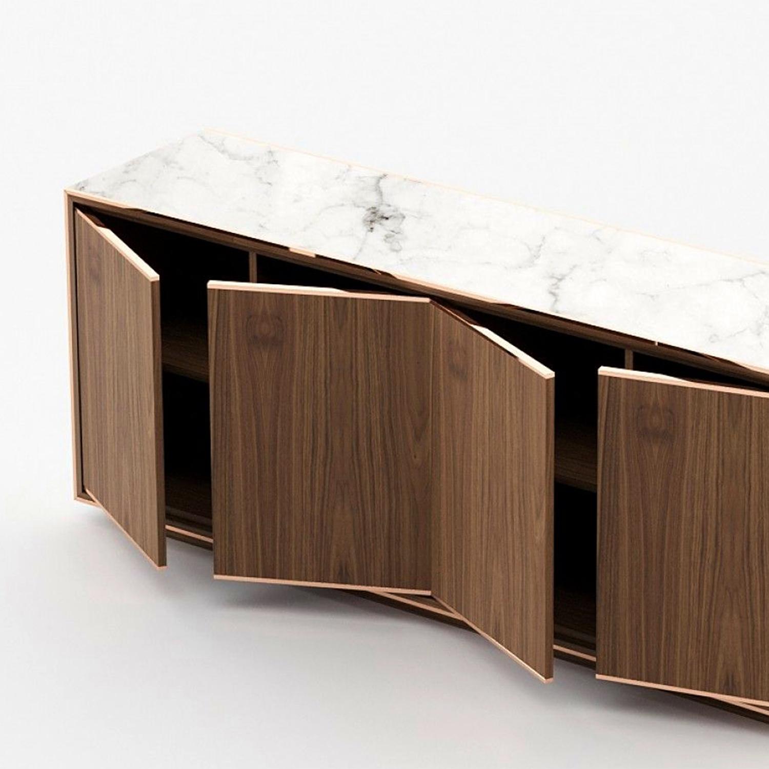 Credenza in noce e marmo bianco Vera in vendita 1