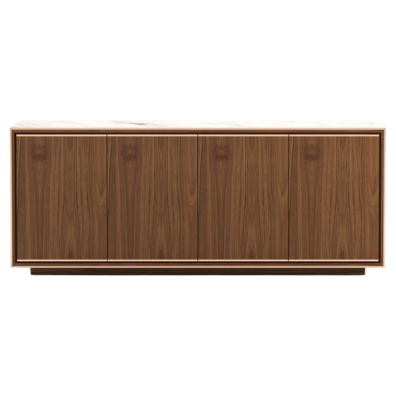 Buffet en noyer et marbre blanc Vera