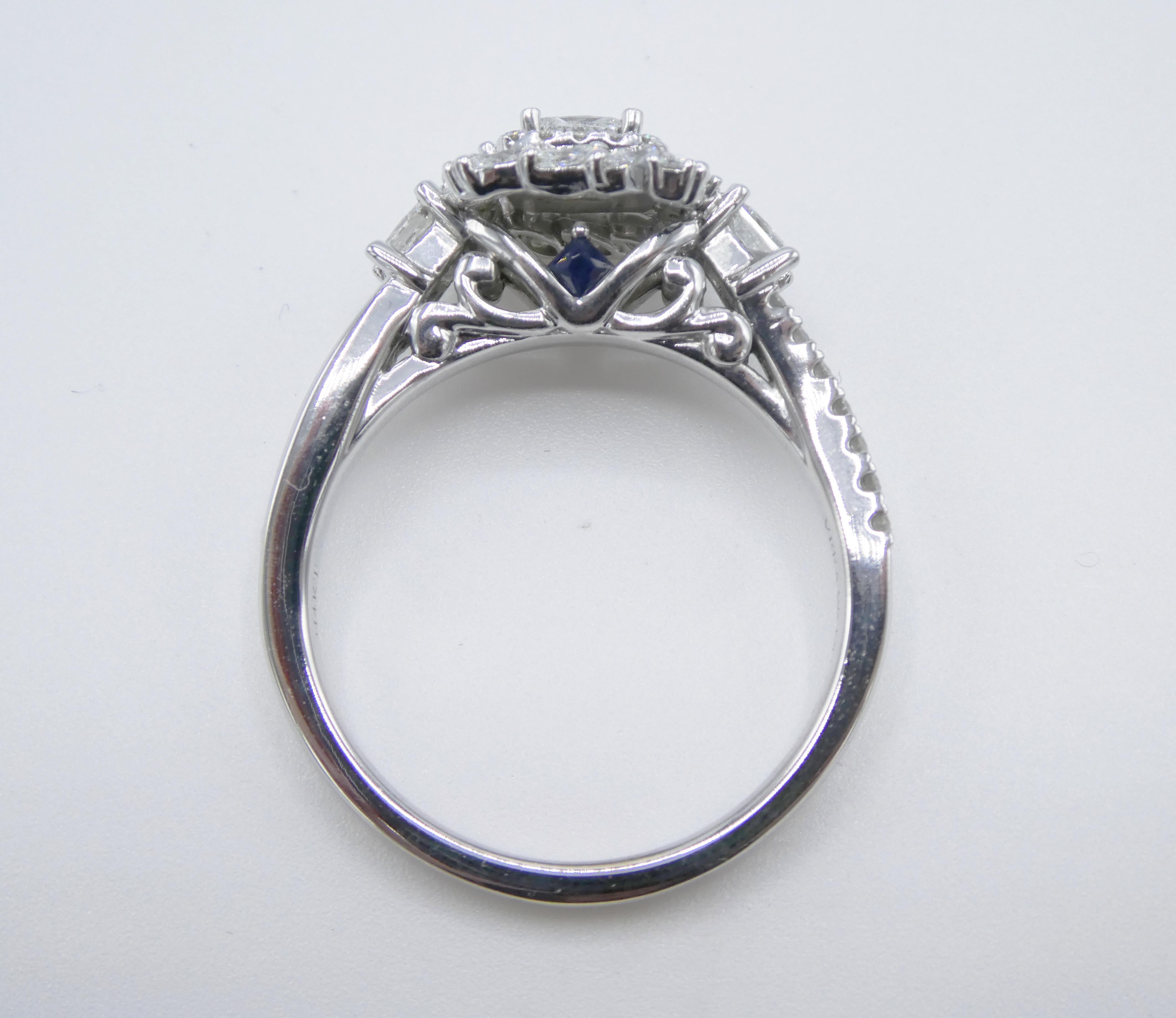 Vera Wang 1.00 Carat Princess Cut Diamond 14 Karat White Gold Halo Ring 1