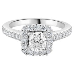 Used Vera Wang 14 Karat White Gold Cushion Cut Diamond Engagement Ring