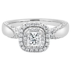 Vera Wang 14 Karat White Gold Diamond Engagement Ring w/ Sapphires