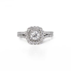 Vera Wang 14 Karat White Gold Double Halo Diamond Love Engagement Ring