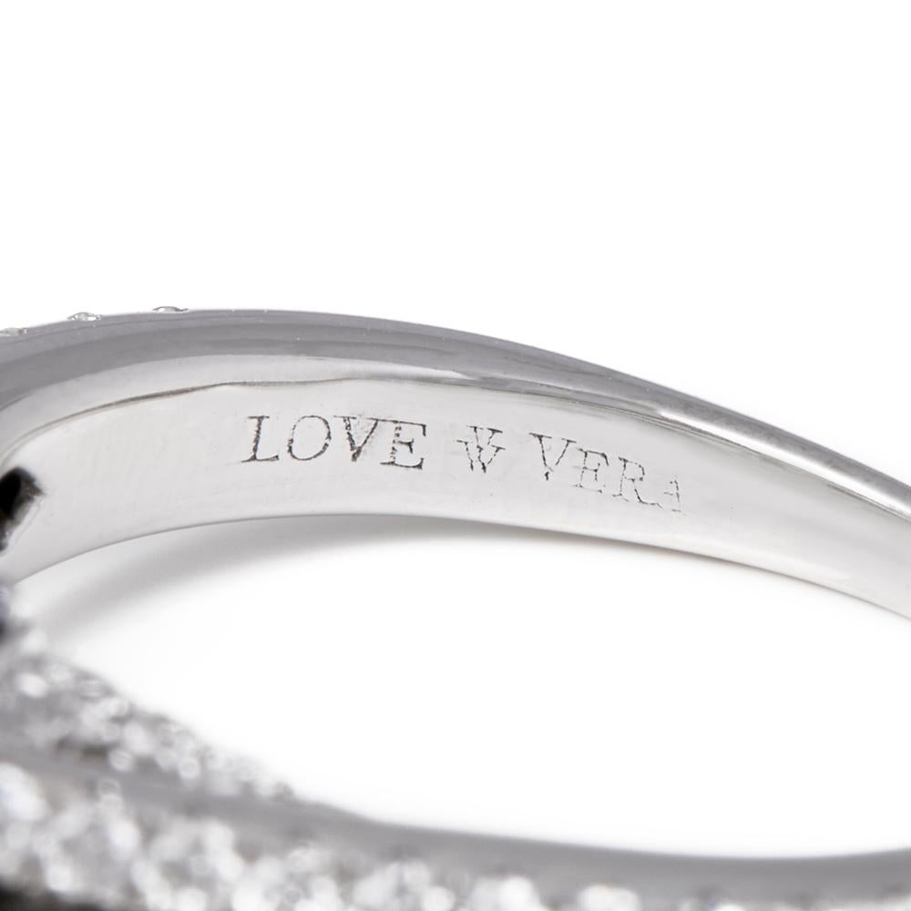 Round Cut Vera Wang 14 Karat White Gold Double Halo Diamond Love Engagement Ring