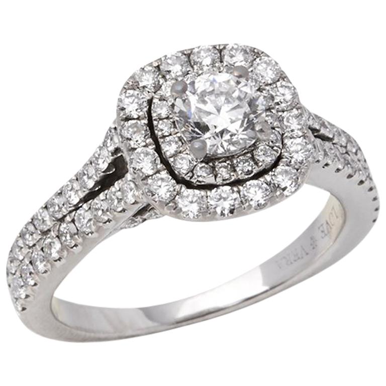 Vera Wang 14 Karat White Gold Double Halo Diamond Love Engagement Ring