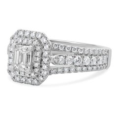 Vera Wang 14 Karat White Gold Emerald Cut Diamond Engagement Ring