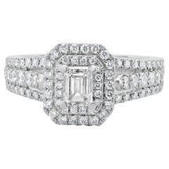 Vera Wang 14 Karat White Gold Emerald Cut Diamond Engagement Ring
