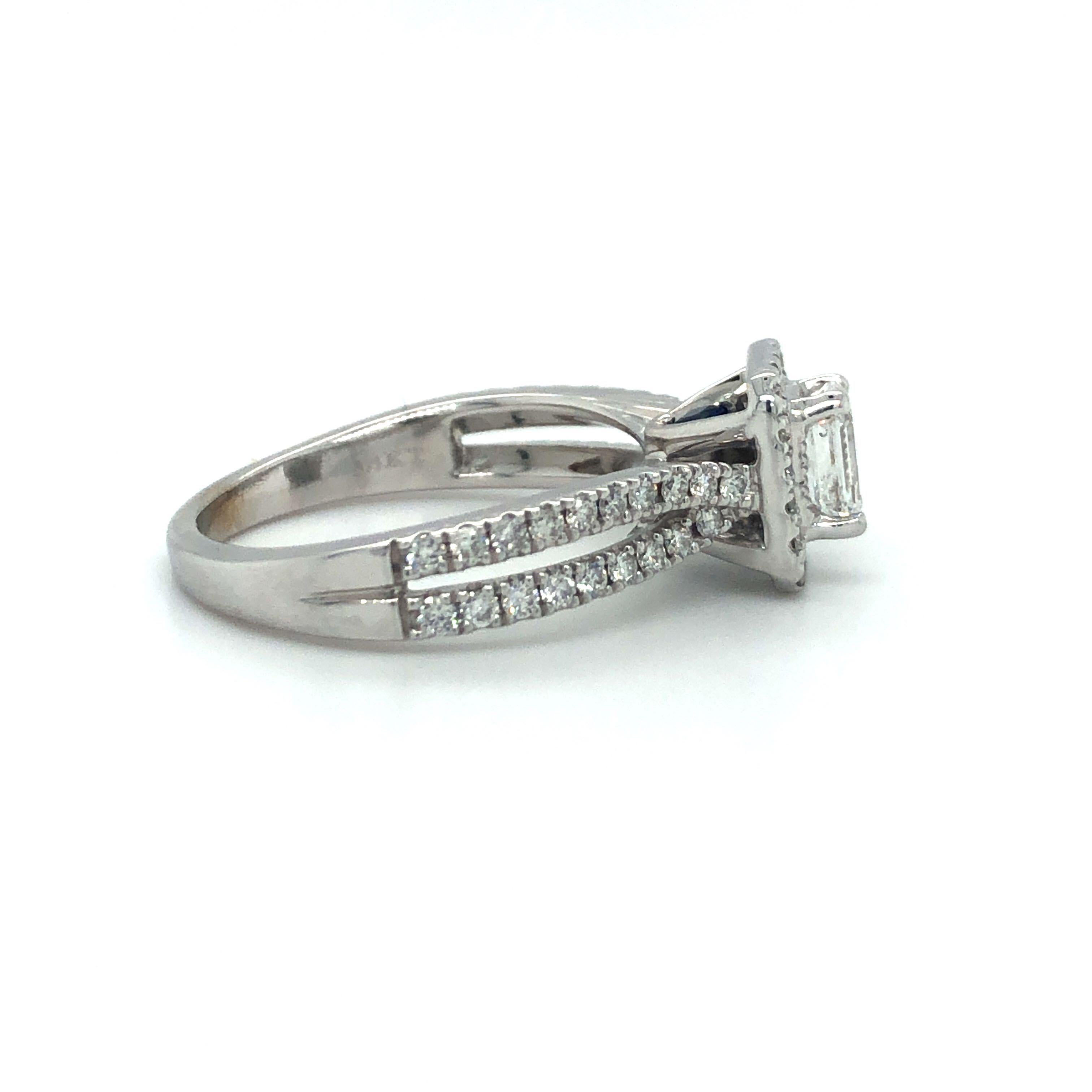 Vera Wang 14 Karat White Gold Emerald Cut Diamond Halo Engagement Ring 1