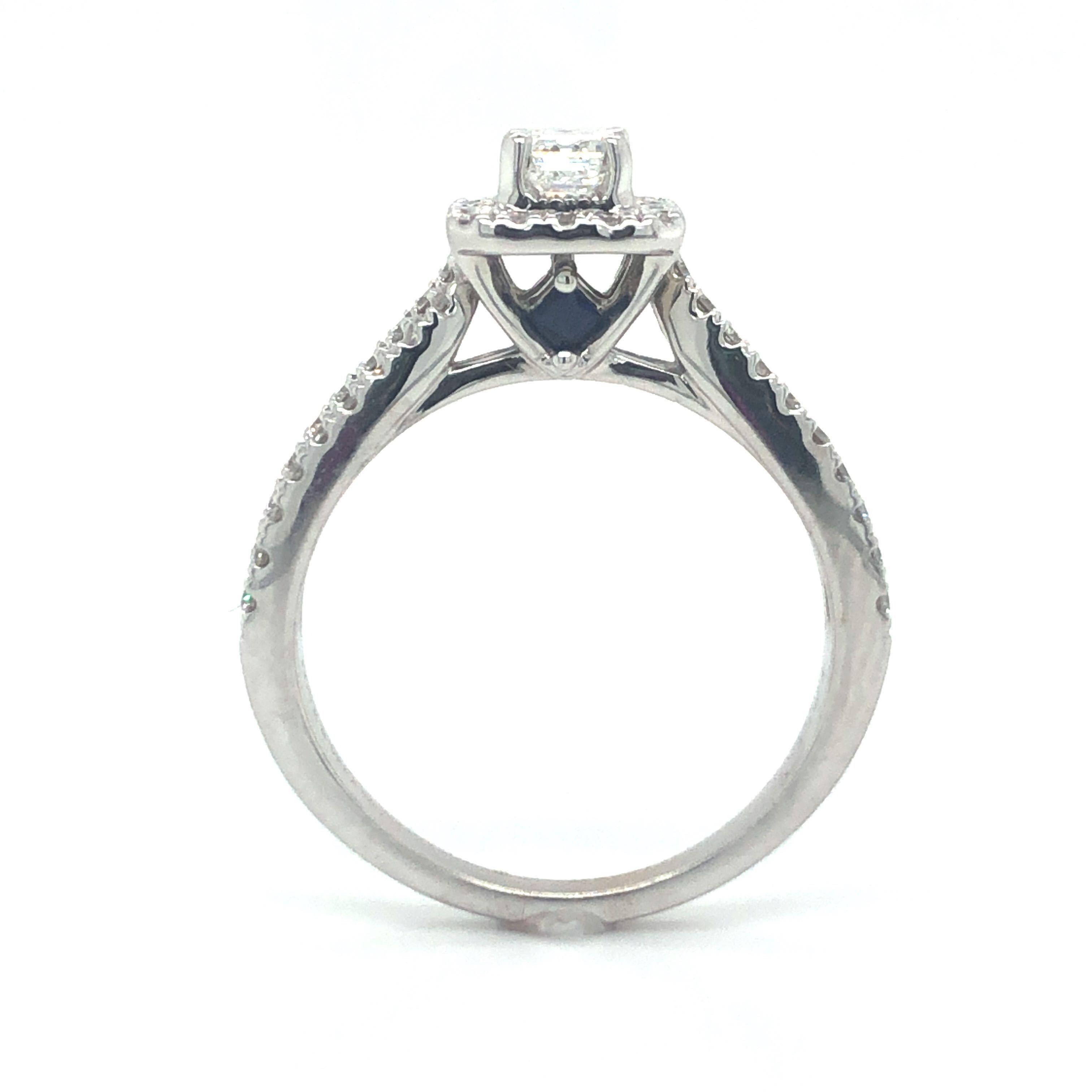Vera Wang 14 Karat White Gold Emerald Cut Diamond Halo Engagement Ring 2