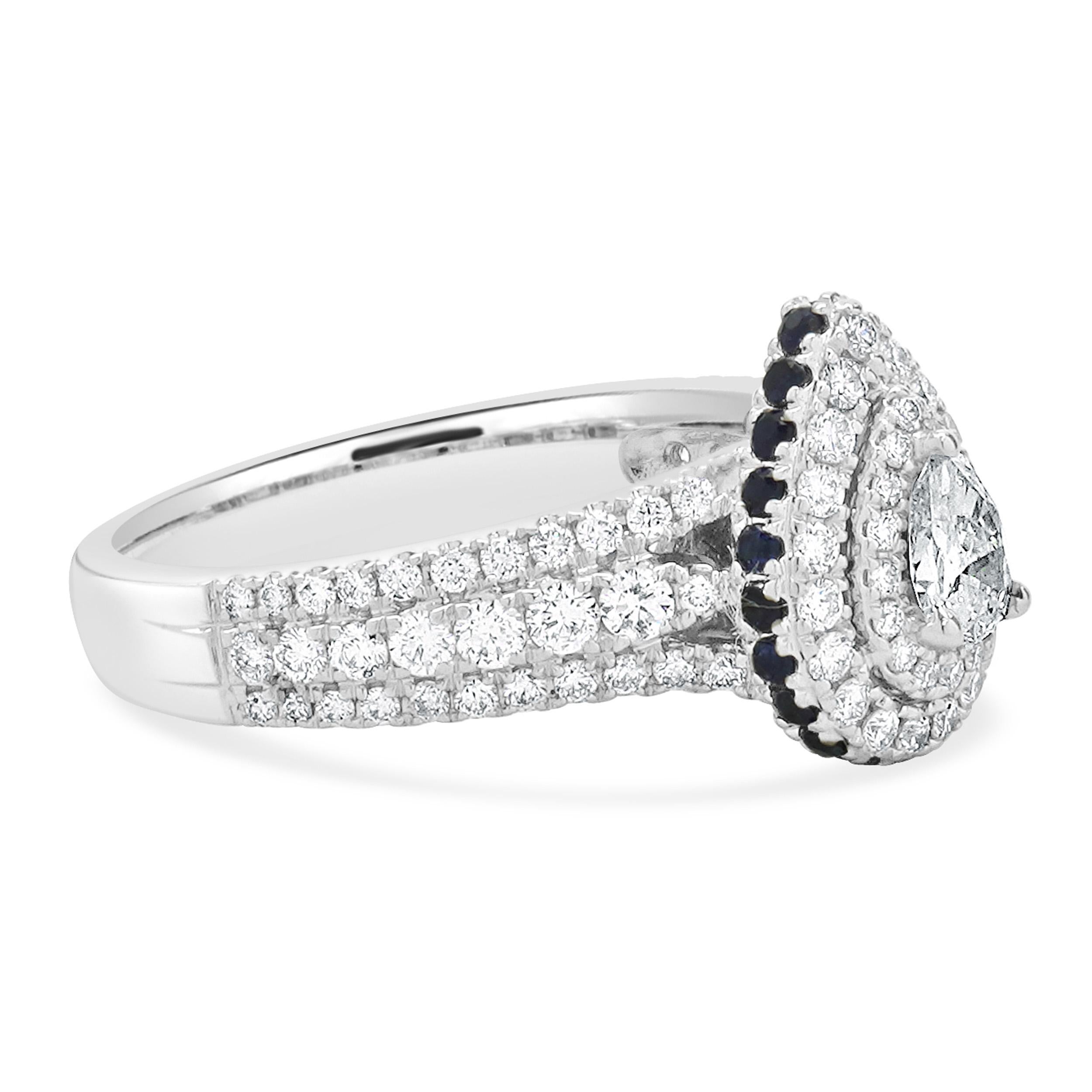 Vera Wang Verlobungsring aus 14 Karat Weißgold mit Diamanten im Birnenschliff (Tropfenschliff) im Angebot