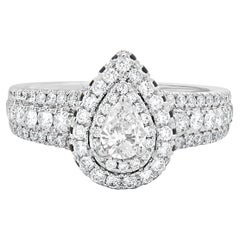 Vera Wang 14 Karat White Gold Pear Cut Diamond Engagement Ring