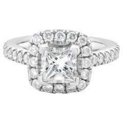 Vera Wang 14 Karat White Gold Princess Cut Diamond Engagement Ring