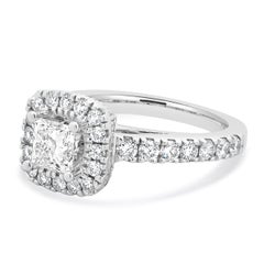 Vera Wang 14 Karat White Gold Princess Cut Halo Diamond Engagement Ring