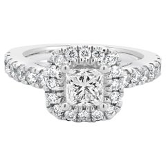 Vera Wang 14 Karat White Gold Princess Cut Halo Diamond Engagement Ring