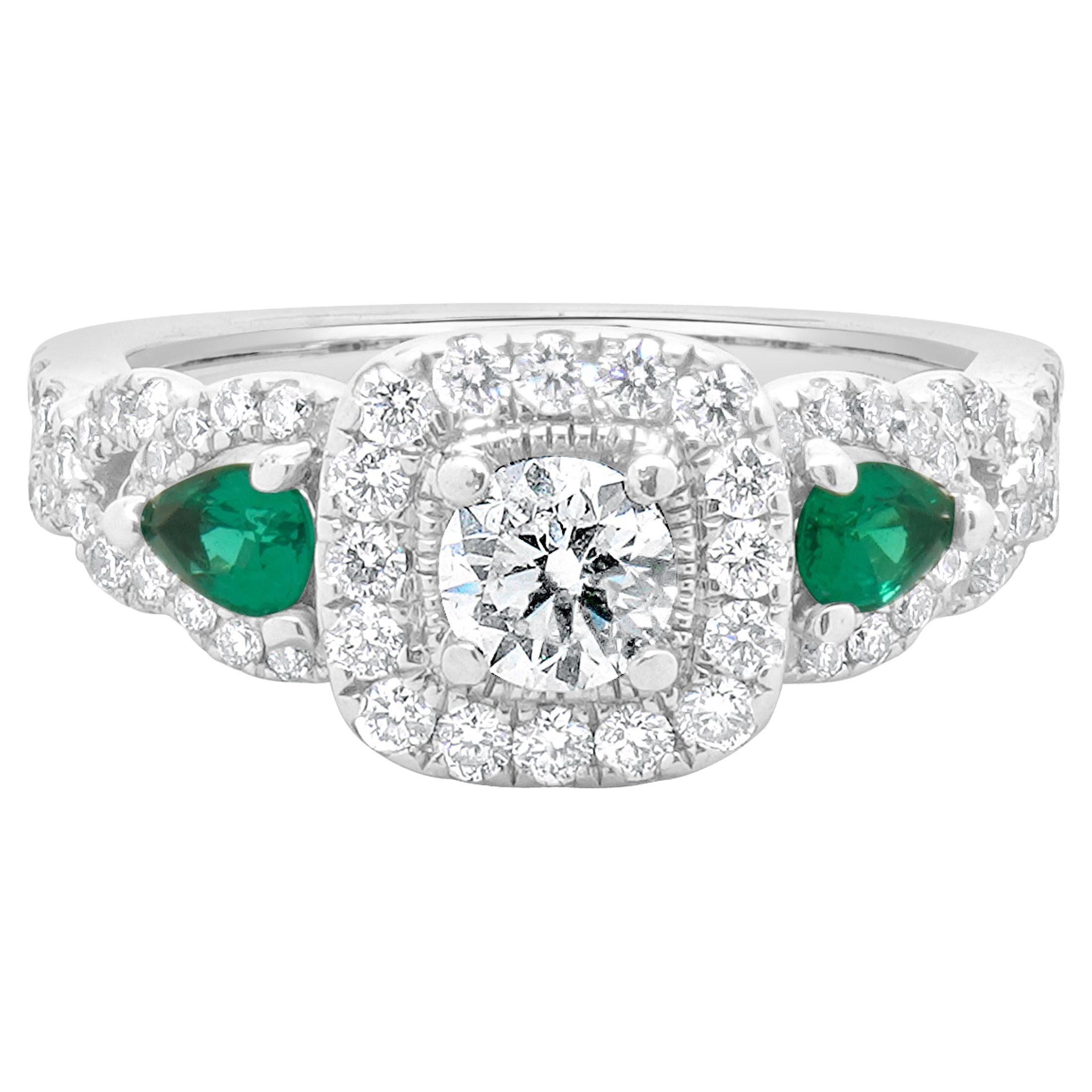 Vera Wang 14 Karat White Gold Three Stone Diamond Engagement Ring