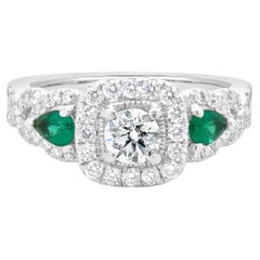 Vera Wang 14 Karat White Gold Three Stone Diamond Engagement Ring