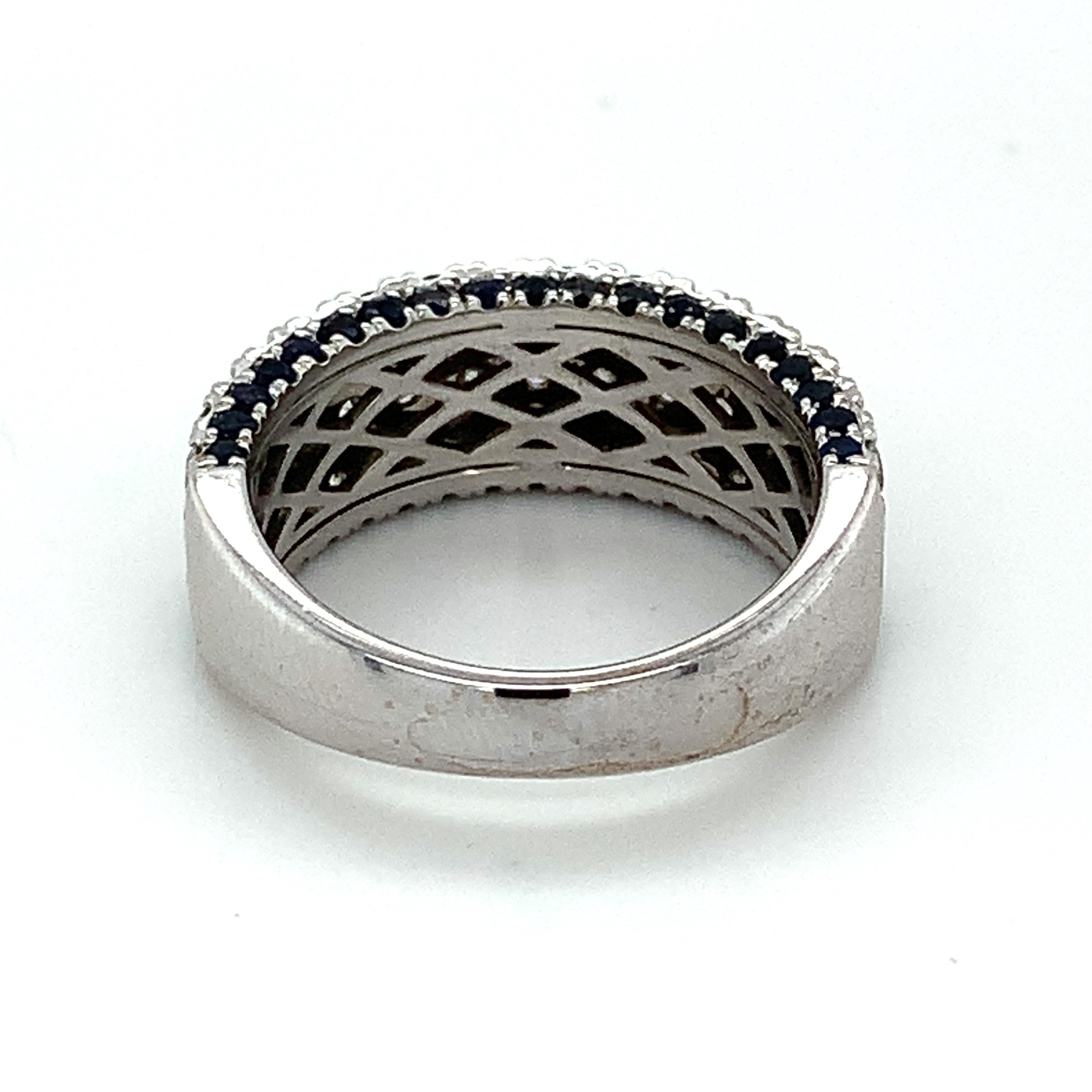 Vera Wang 14k Weißgold Rundschliff Diamant 3 Reihen 1/2cttw & Blauer Saphir Band 2