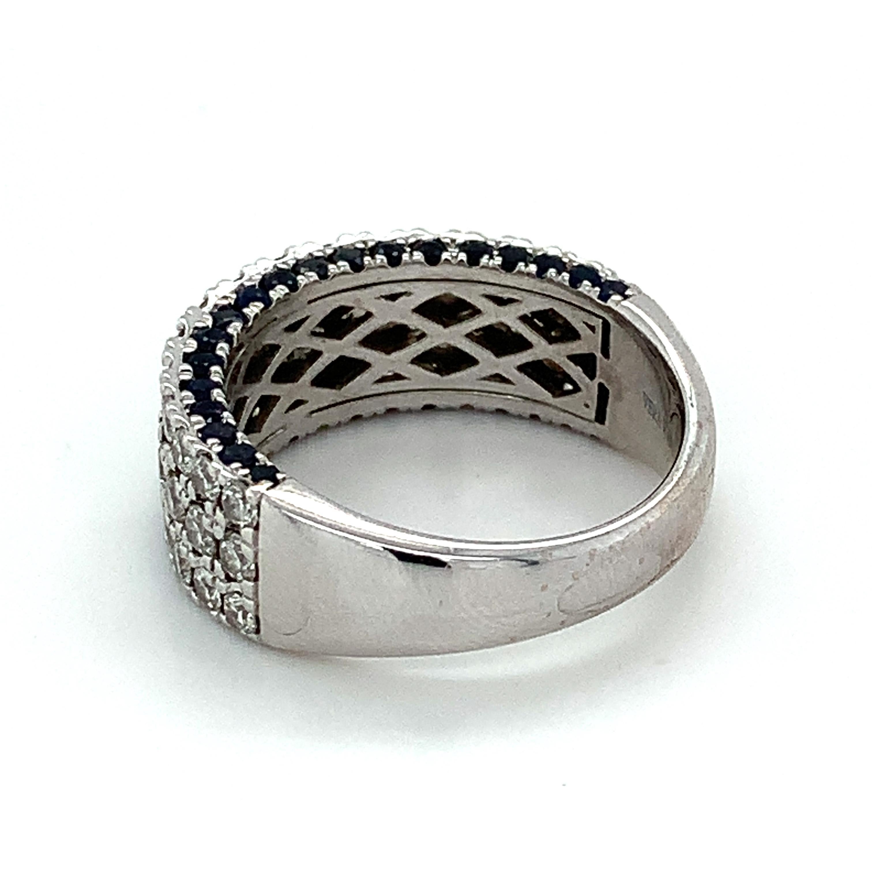 Vera Wang 14k Weißgold Rundschliff Diamant 3 Reihen 1/2cttw & Blauer Saphir Band 3