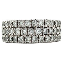 Vera Wang 14k Weißgold Rundschliff Diamant 3 Reihen 1/2cttw & Blauer Saphir Band