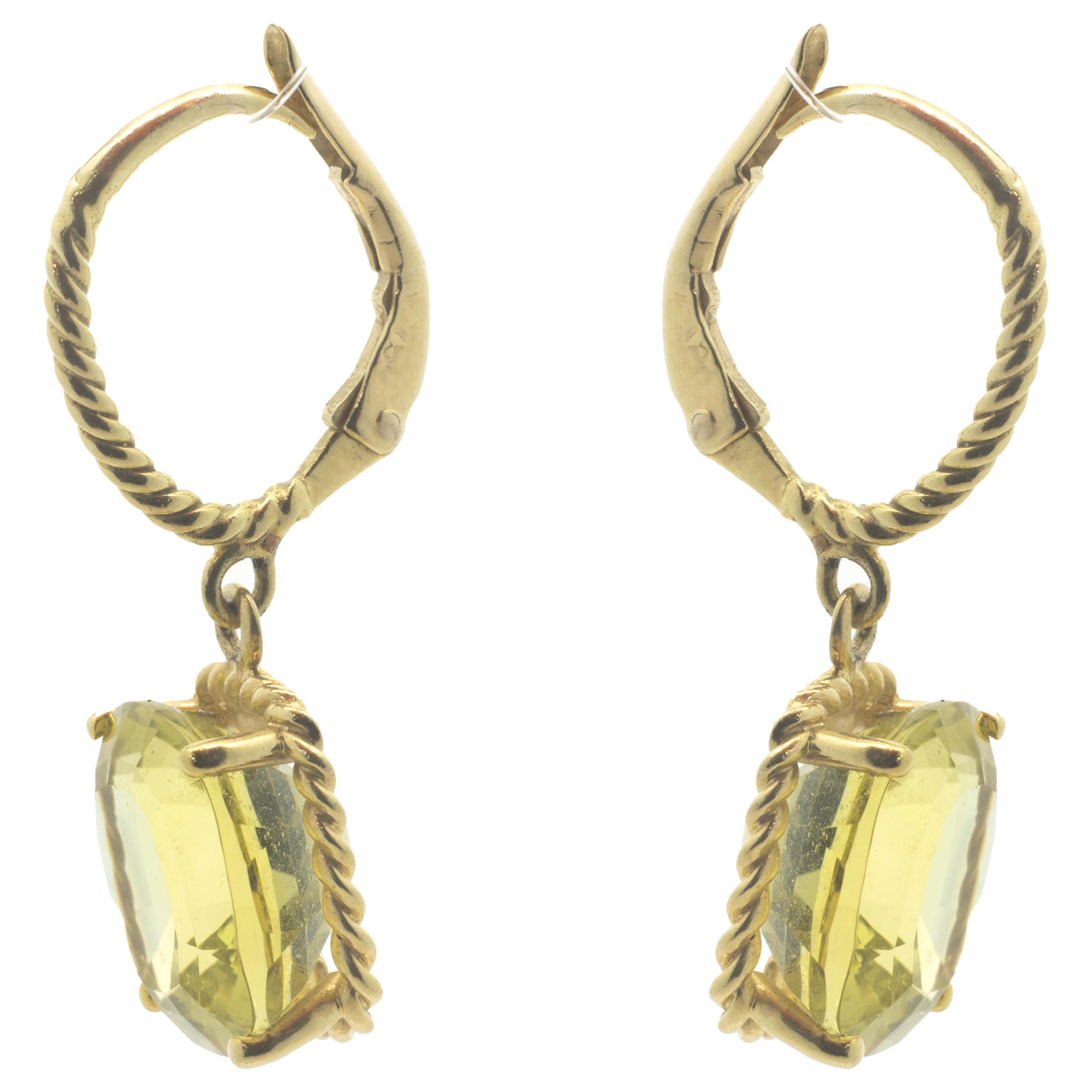 Designer: Vera Wang
Material: 18k yellow gold 
Dimensions: earrings measure 29 X 11.50mm 
Weight: 5.29 grams
