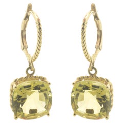 Vera Wang 18 Karat Yellow Gold Peridot Drop Earrings