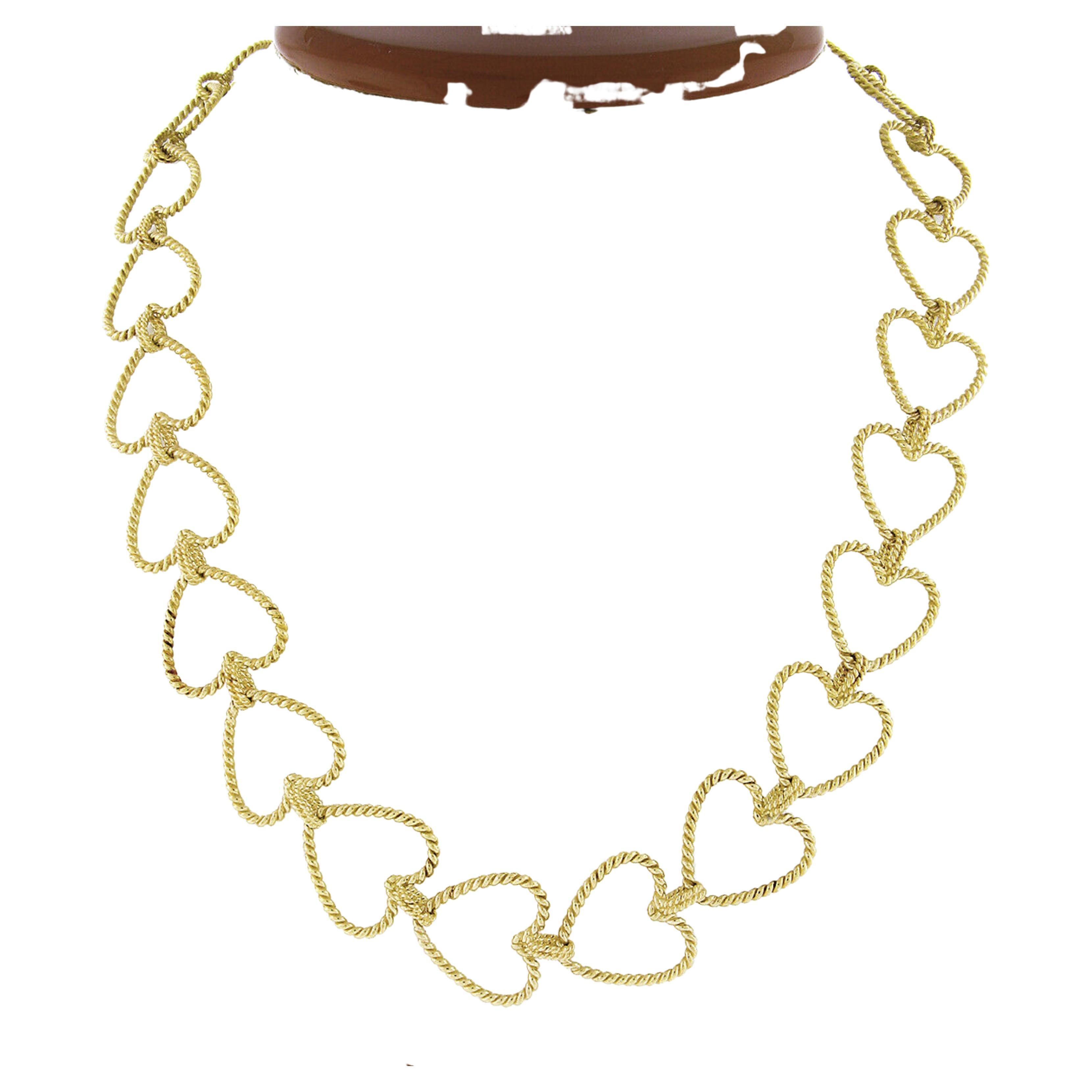 Vera Wang 18K Gold Cable Open Heart Link Chain Necklace w/ Diamond Toggle Clasp