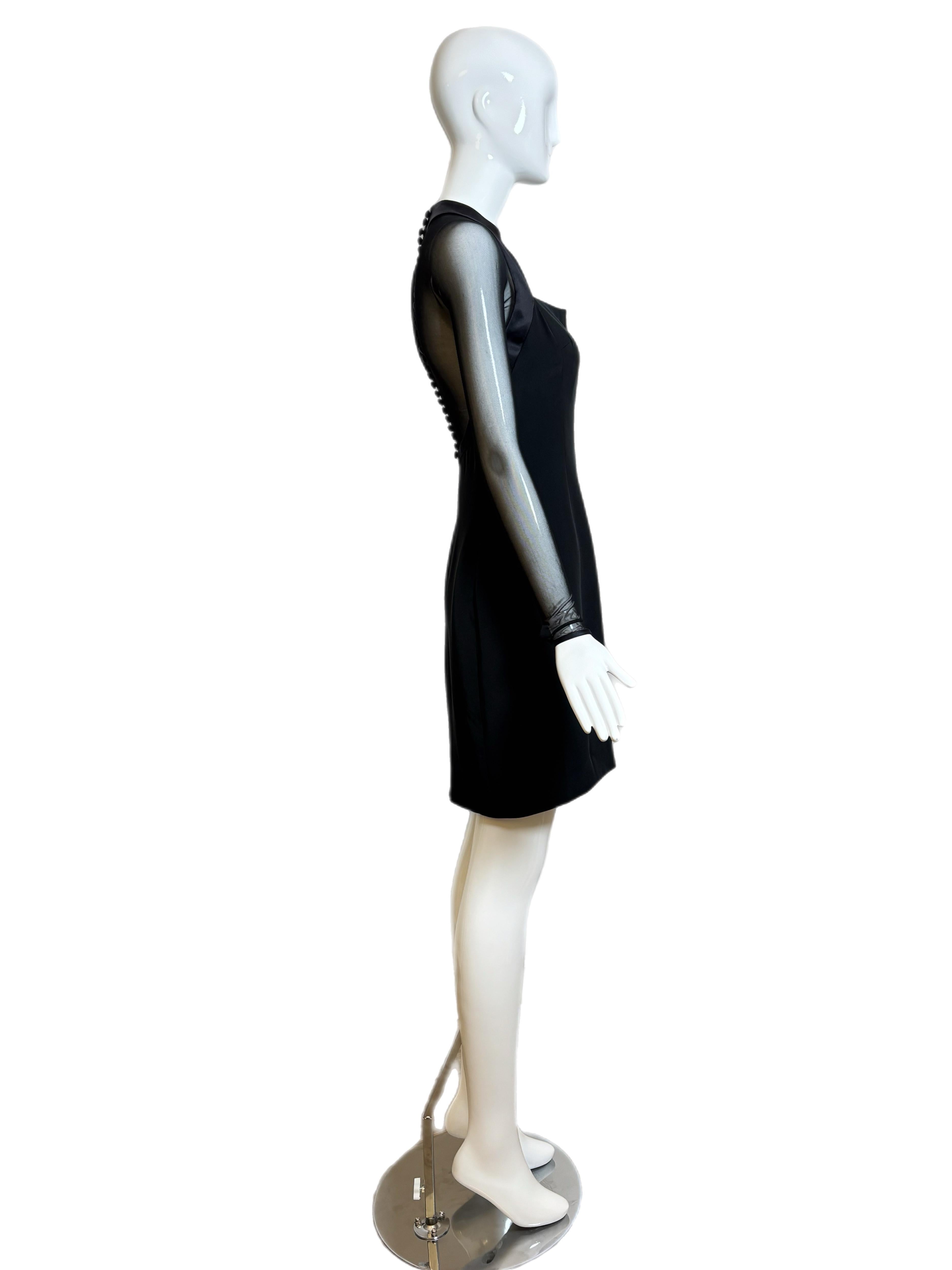 Women's VERA WANG 1995 Vintage Sheer Sleeve Silk Mini Dress For Sale