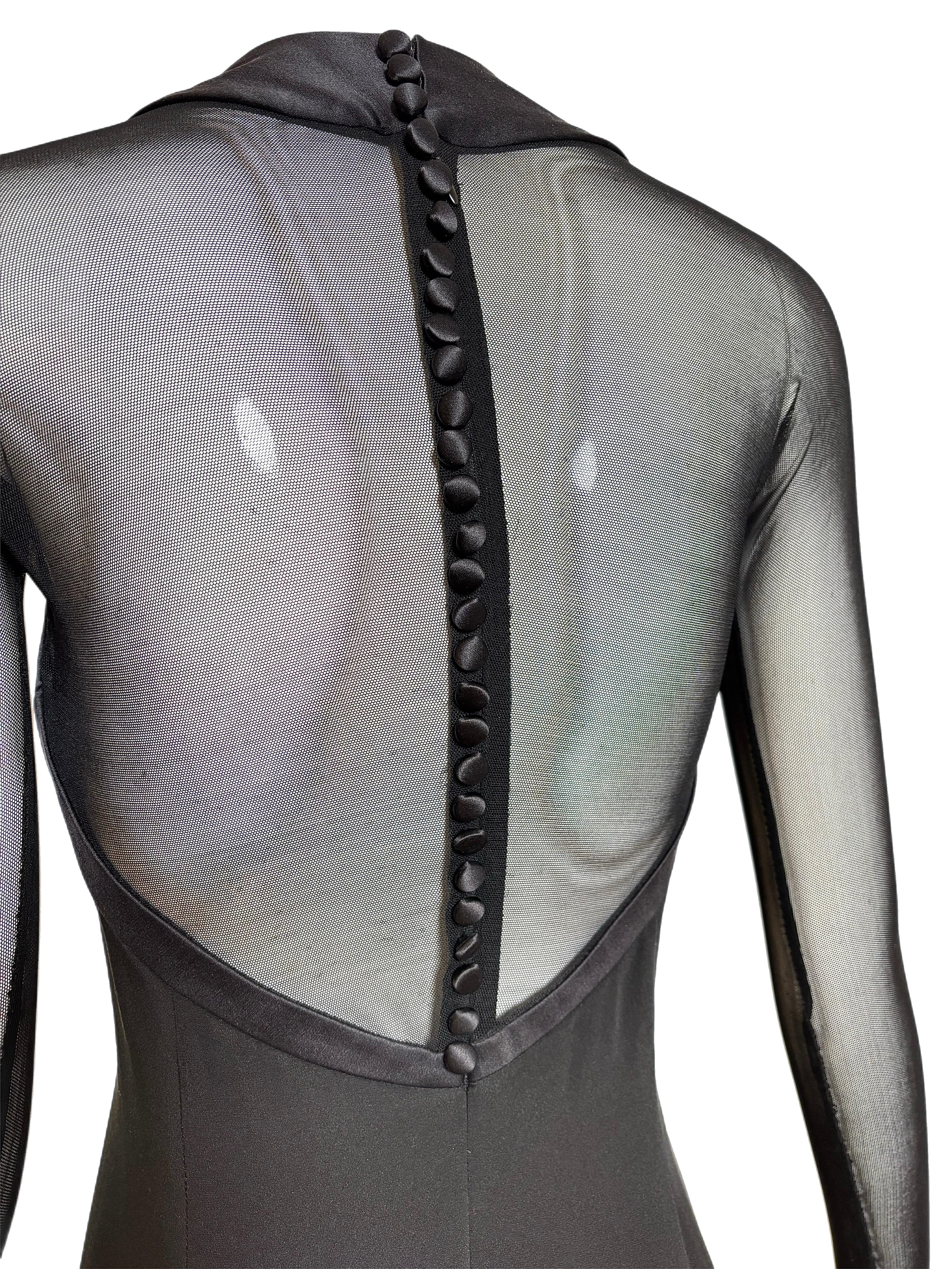 VERA WANG 1995 Vintage Sheer Sleeve Silk Mini Dress For Sale 1