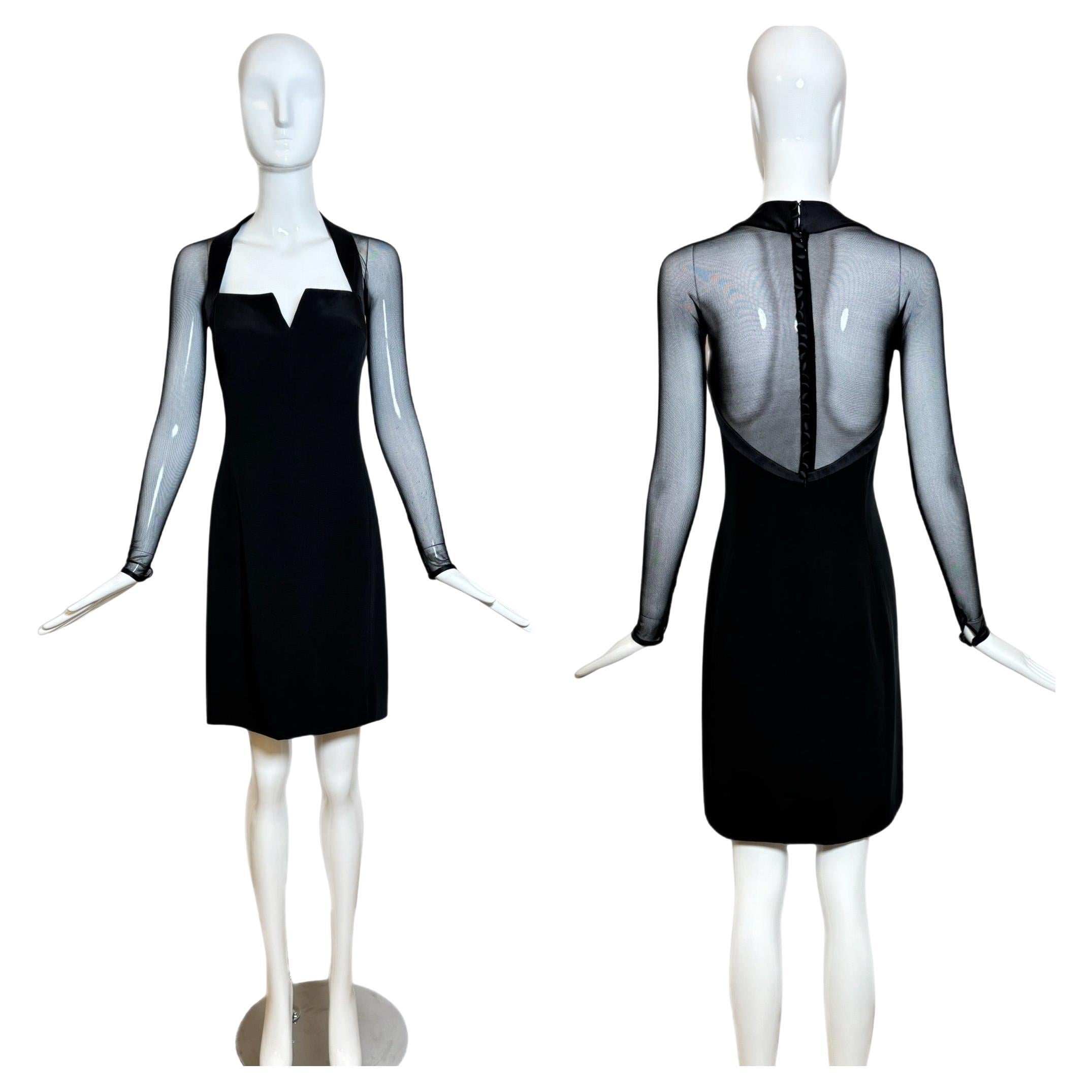 VERA WANG 1995 Vintage Sheer Sleeve Silk Mini Dress For Sale