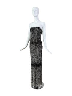 VERA WANG 1999 Vintage Iridescent Beaded & Sequin Column Evening Gown Maxi Dress
