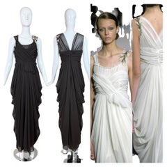 VERA WANG 2006 Vintage Runway Grecian Gown Abito lungo drappeggiato e abbellito