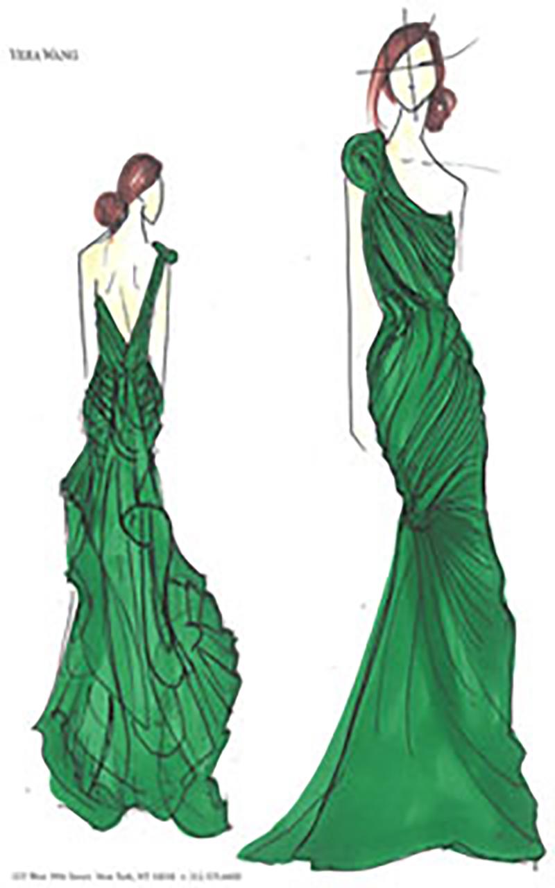 Vera Wang 2011 Emerald Green Silk One Shoulder Draped Pleated Gown with Train 10 For Sale 16
