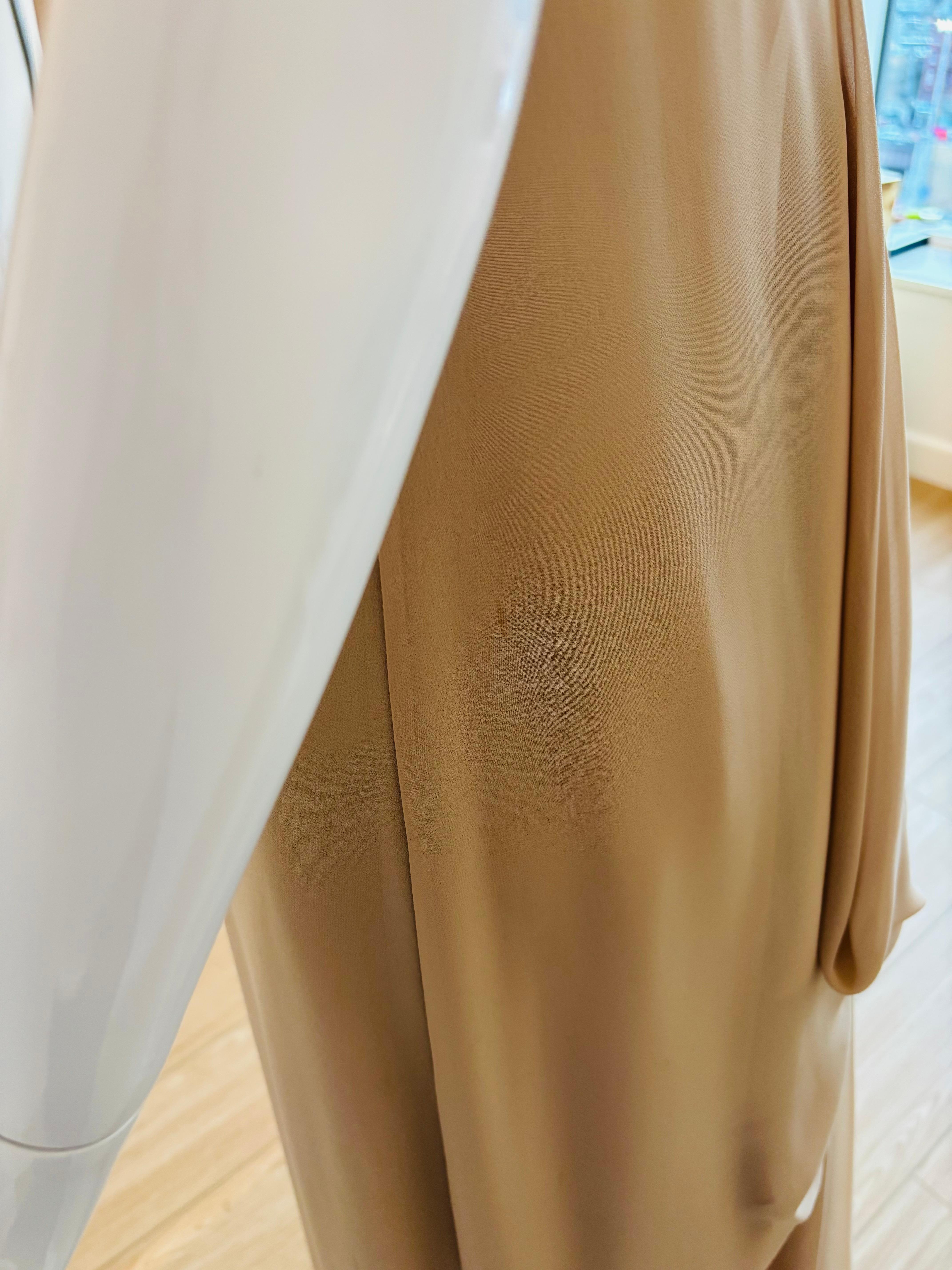 VERA WANG 90's/00 Tan Evening Gown w. Bustle For Sale 1