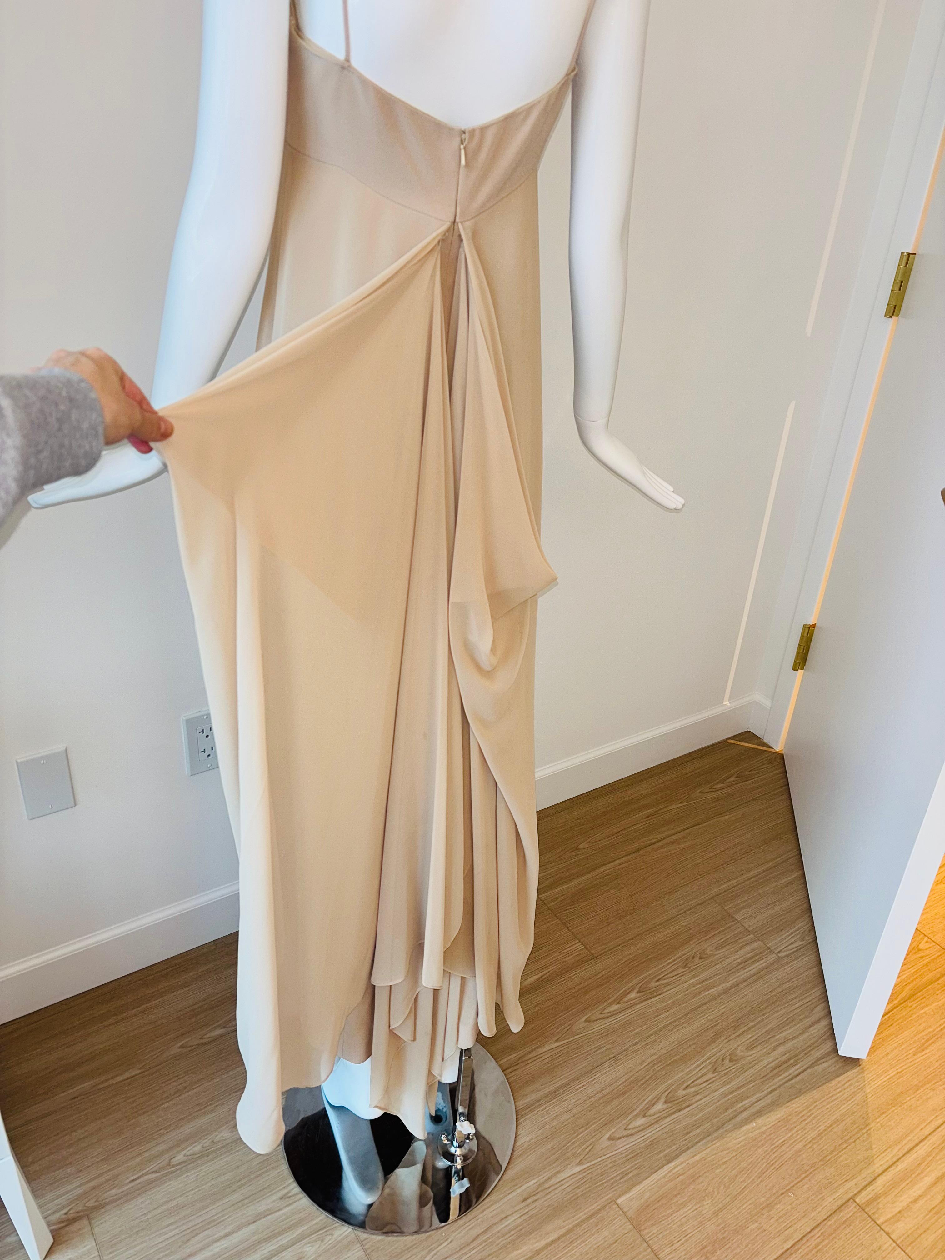 VERA WANG 90's/00 Tan Evening Gown w. Bustle For Sale 2