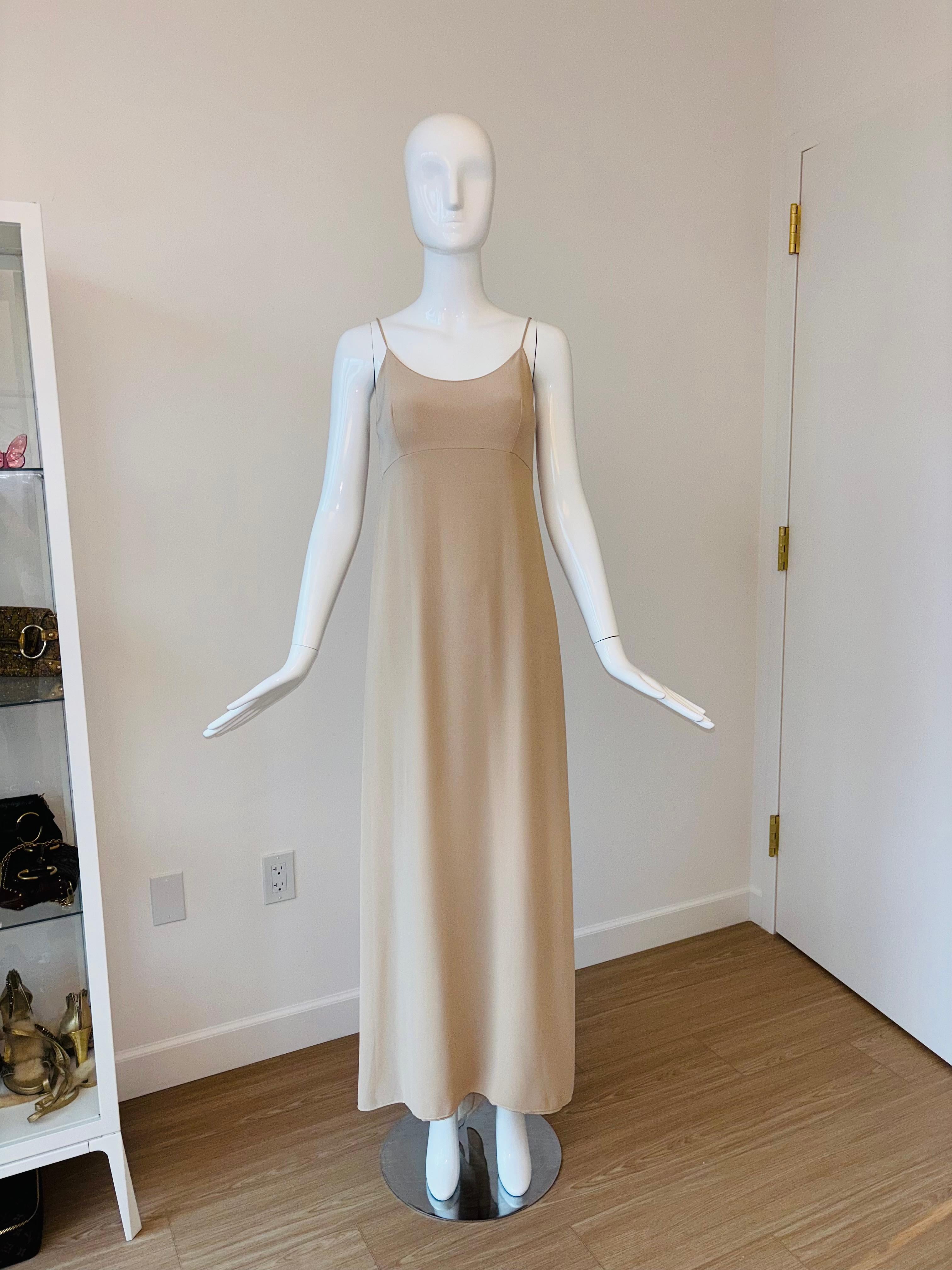 VERA WANG 90's/00 Tan Evening Gown w. Bustle For Sale 4