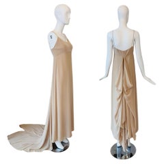 VERA WANG 90's/00 Tan Evening Gown w. Bustle