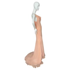 VERA WANG 90's/00's Vintage Peach Chiffon Ruffle Gown Maxi Dress