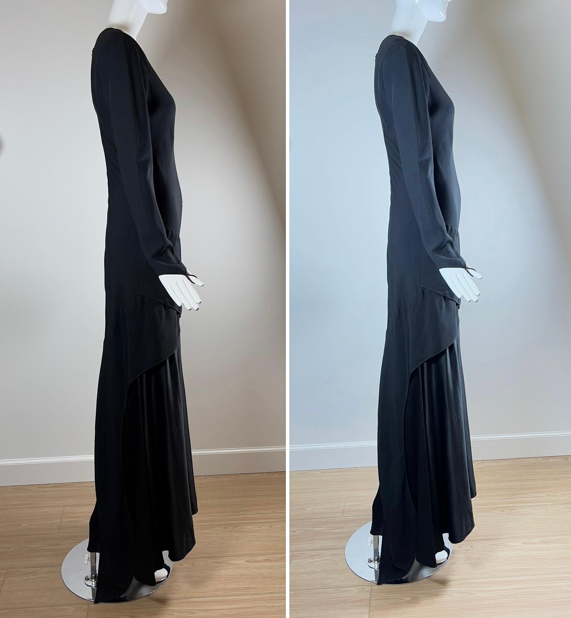 VERA WANG 90's Vestido de noche vintage negro de manga larga en Bueno estado para la venta en Leonardo, NJ
