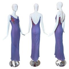 VERA WANG 90
s Vintage Silk Iridescent Floral Embroidered Gown