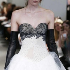 Vera Wang Black and White Strapless Ball Gown Wedding Dress