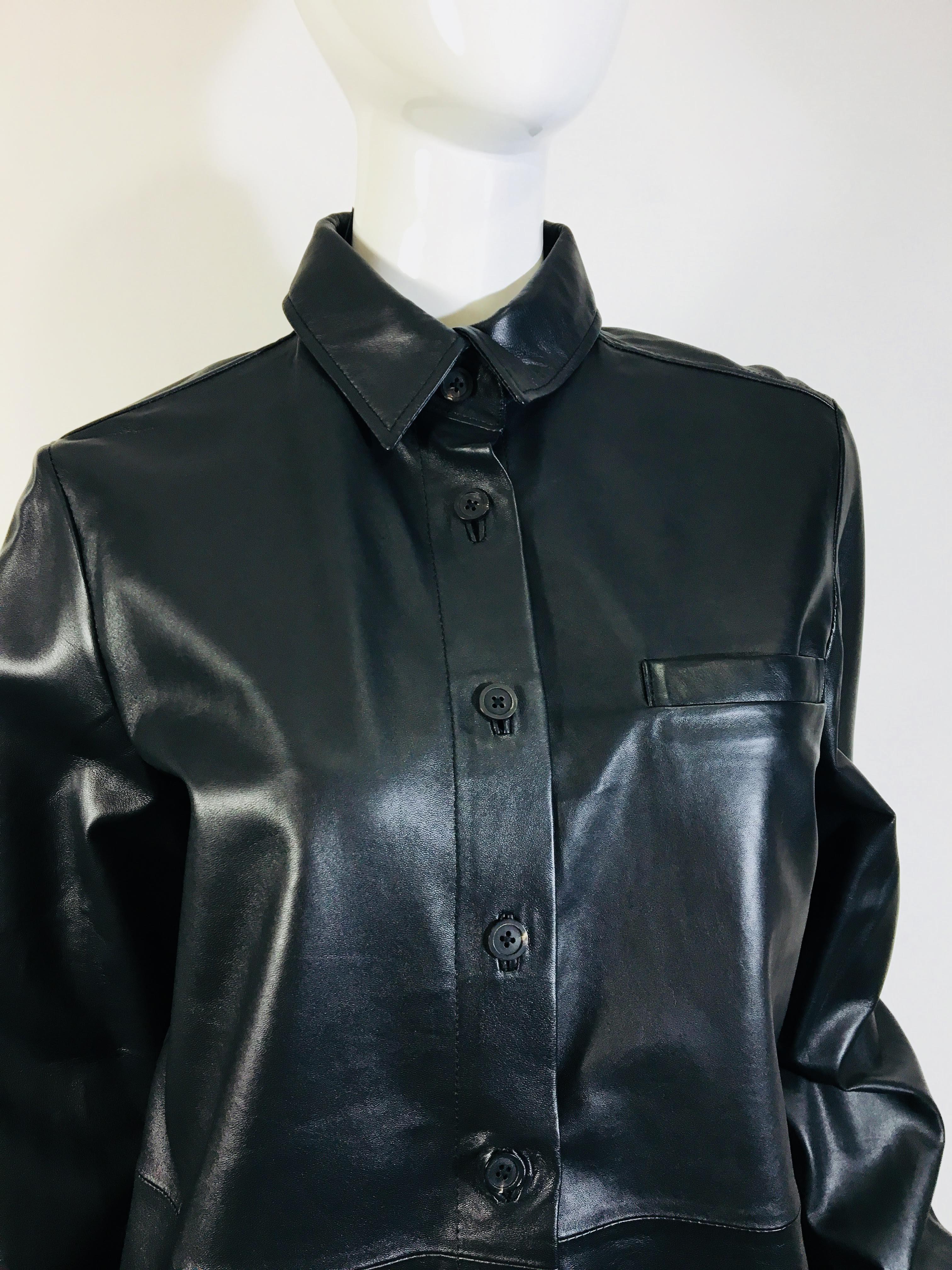 Vera Wang Collection Leather Button Down
