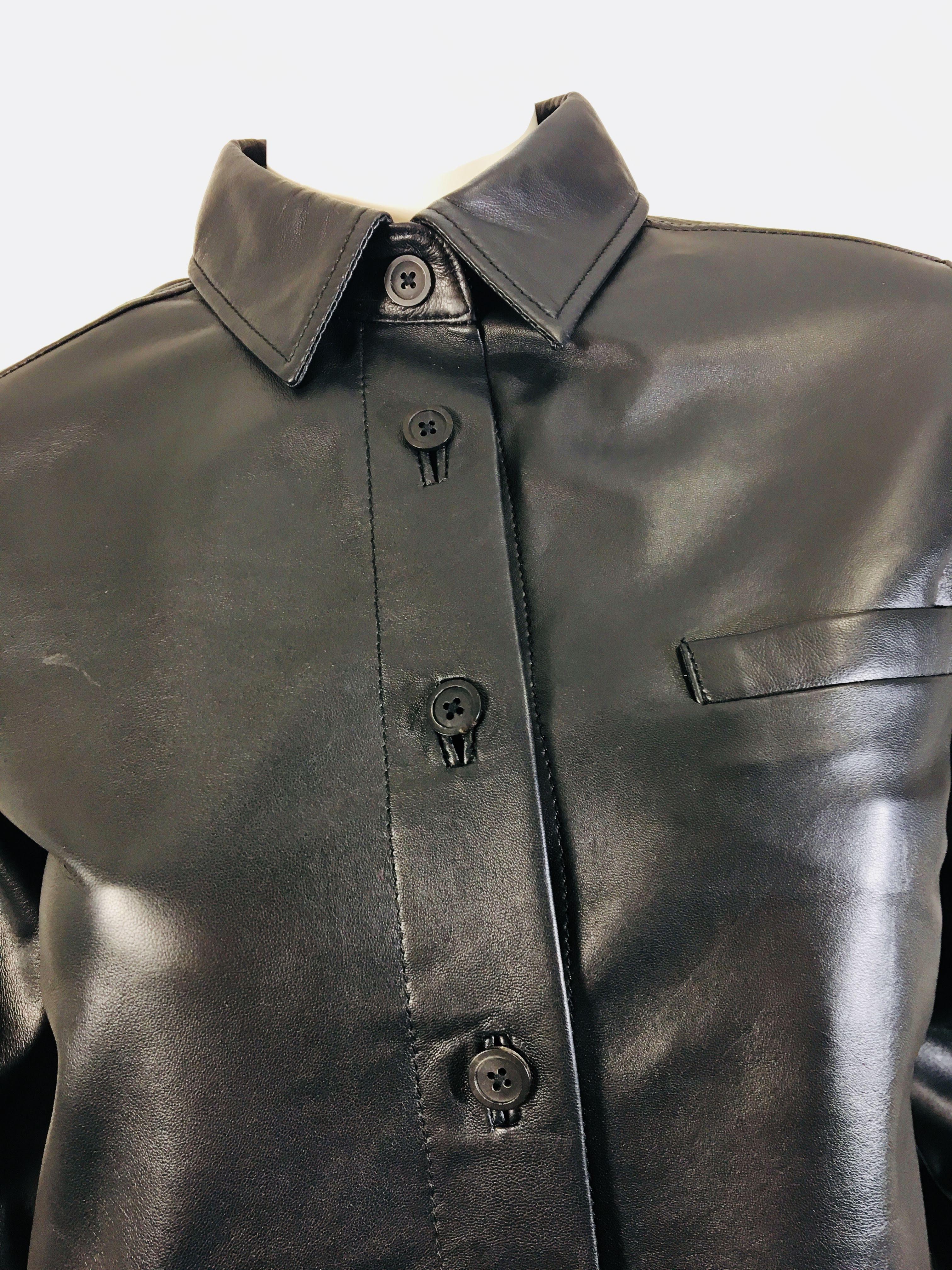 Vera Wang Collection Leather Button Down
