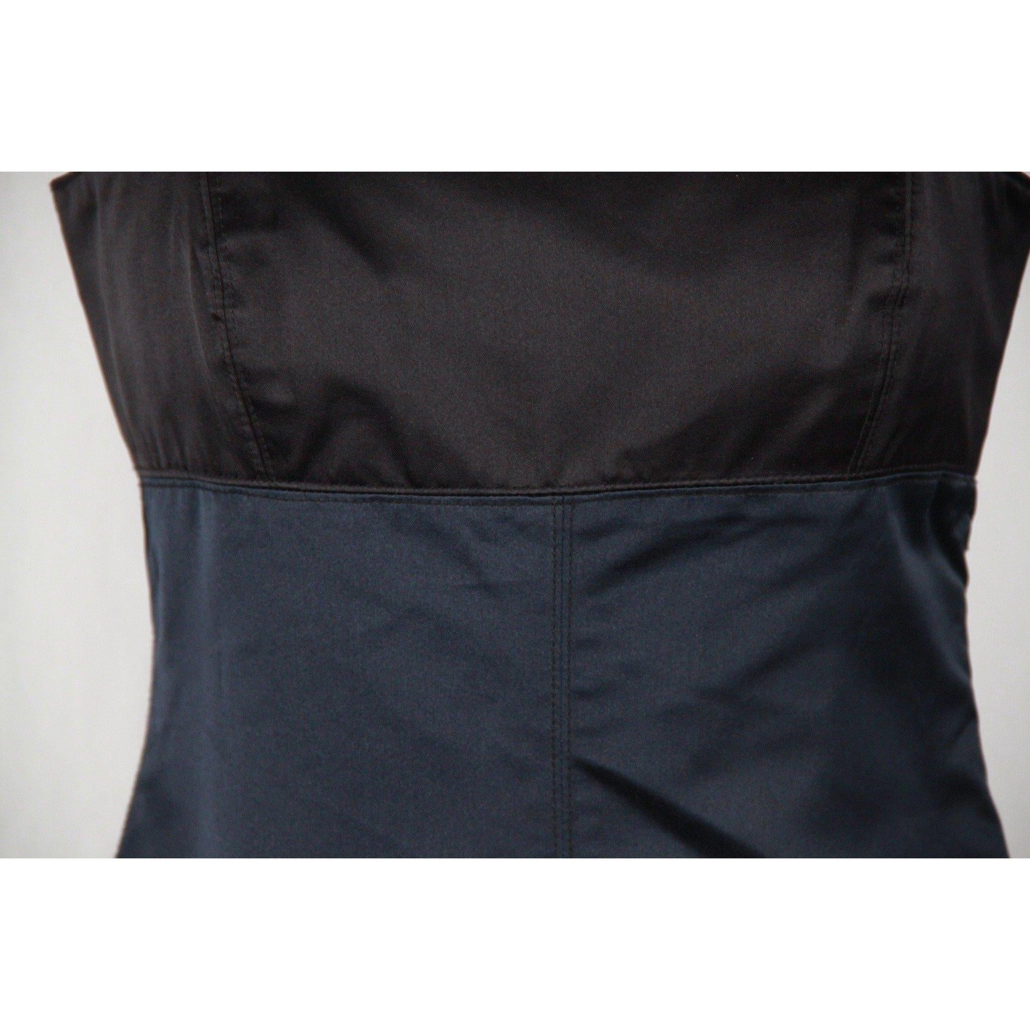 MATERIAL: Silk Blend COLOR: Blue, Black MODEL: Sheath Dress GENDER: Women SIZE: Small COUNTRY OF MANUFACTURE: China Condition CONDITION DETAILS: B :GOOD CONDITION - Some light wear of use - a couple of missing beads on the right shoulder strap