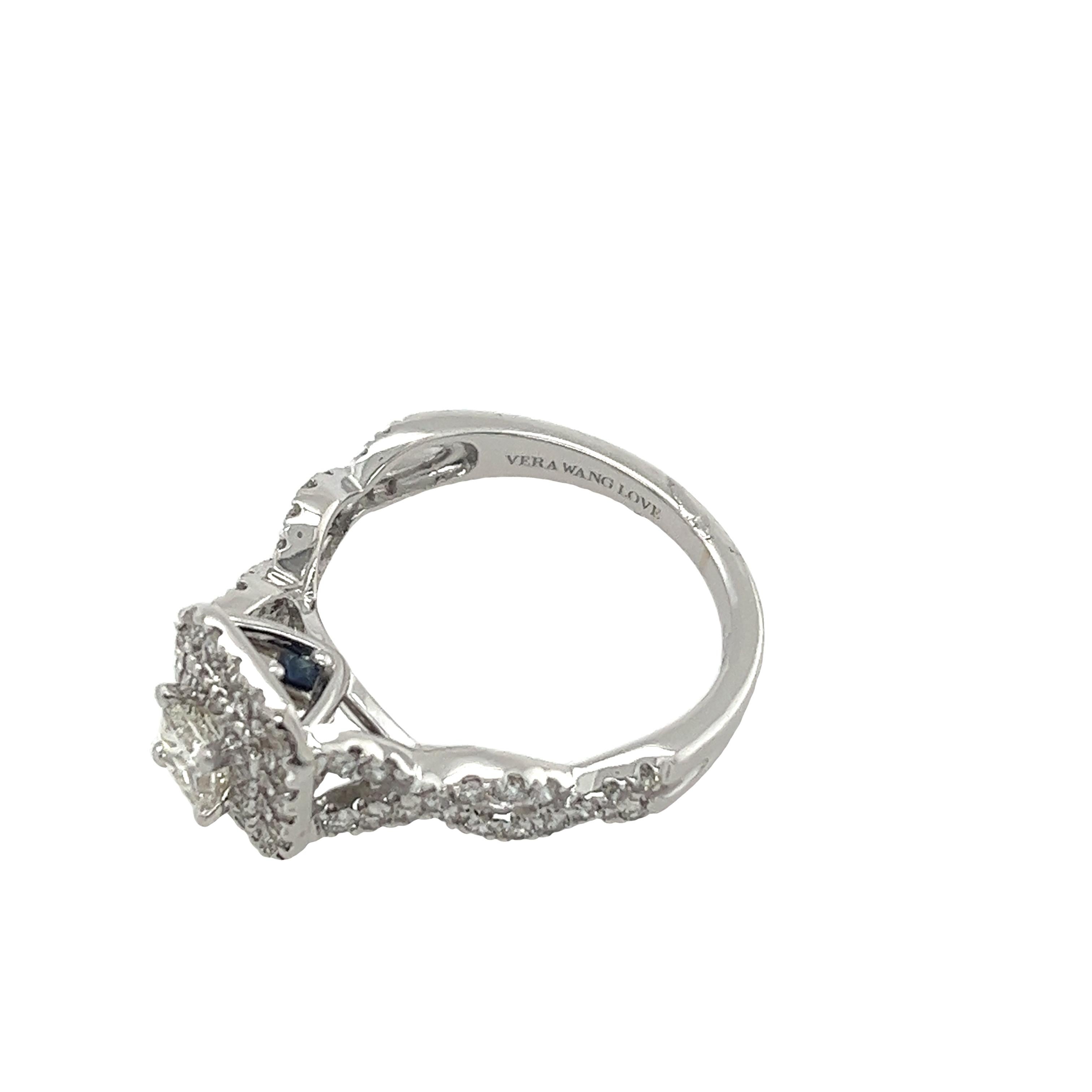 Vera Wang Diamond Cluster Engagement Ring Set With 0.95ct Natural Diamonds For Sale 1