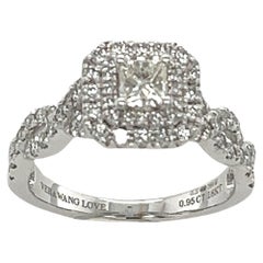 Used Vera Wang Diamond Cluster Engagement Ring Set With 0.95ct Natural Diamonds
