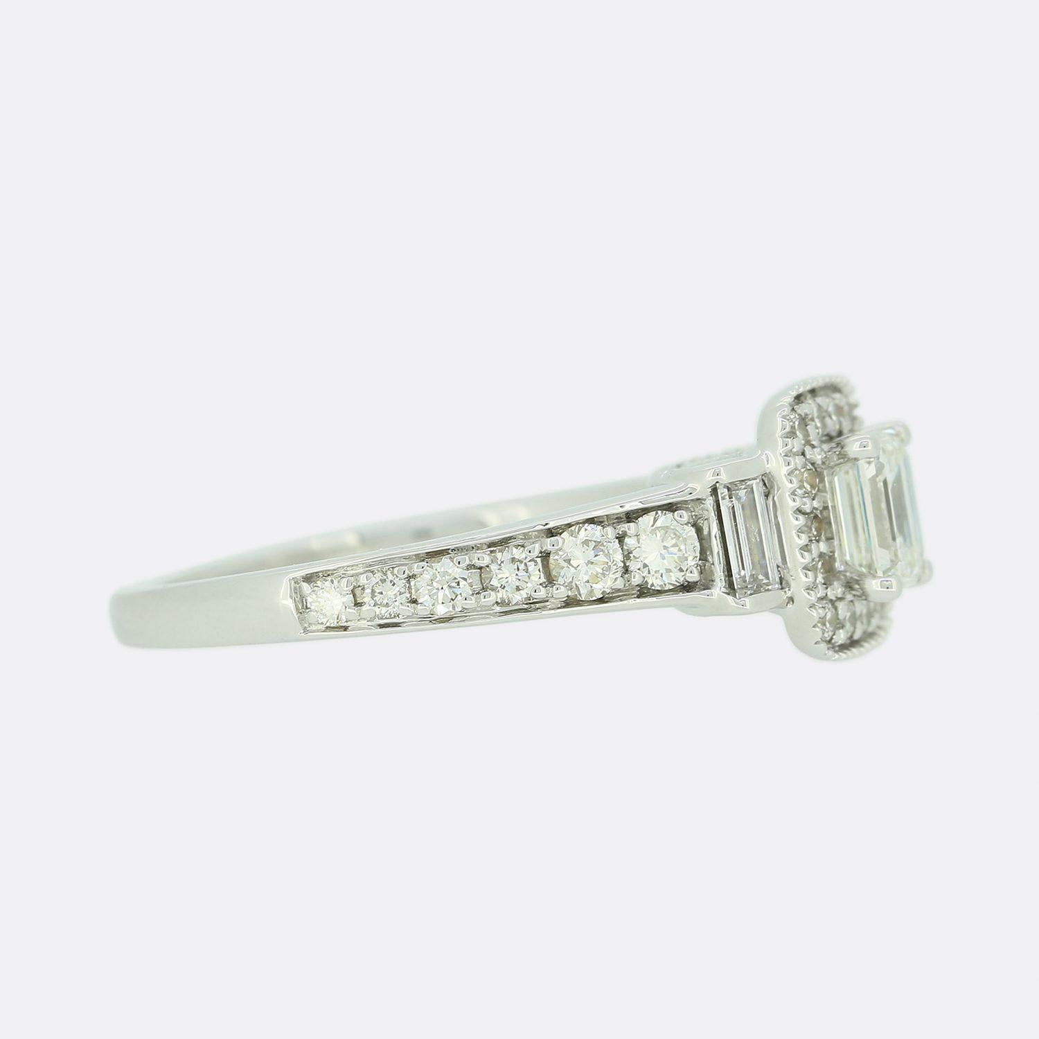 Emerald Cut Vera Wang Diamond Engagement Ring For Sale